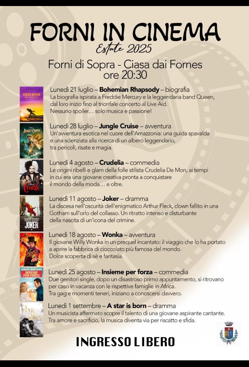 PROGRAMMA CINEMA 2025 FORNI DI SOPRA